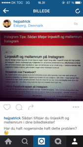 linjeskift billedtekster instagram